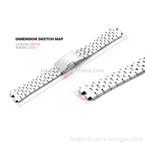 316L Stainless Steel Bracelet S/S Metal Watch Strap Link For Pebble 22mm Watch Band